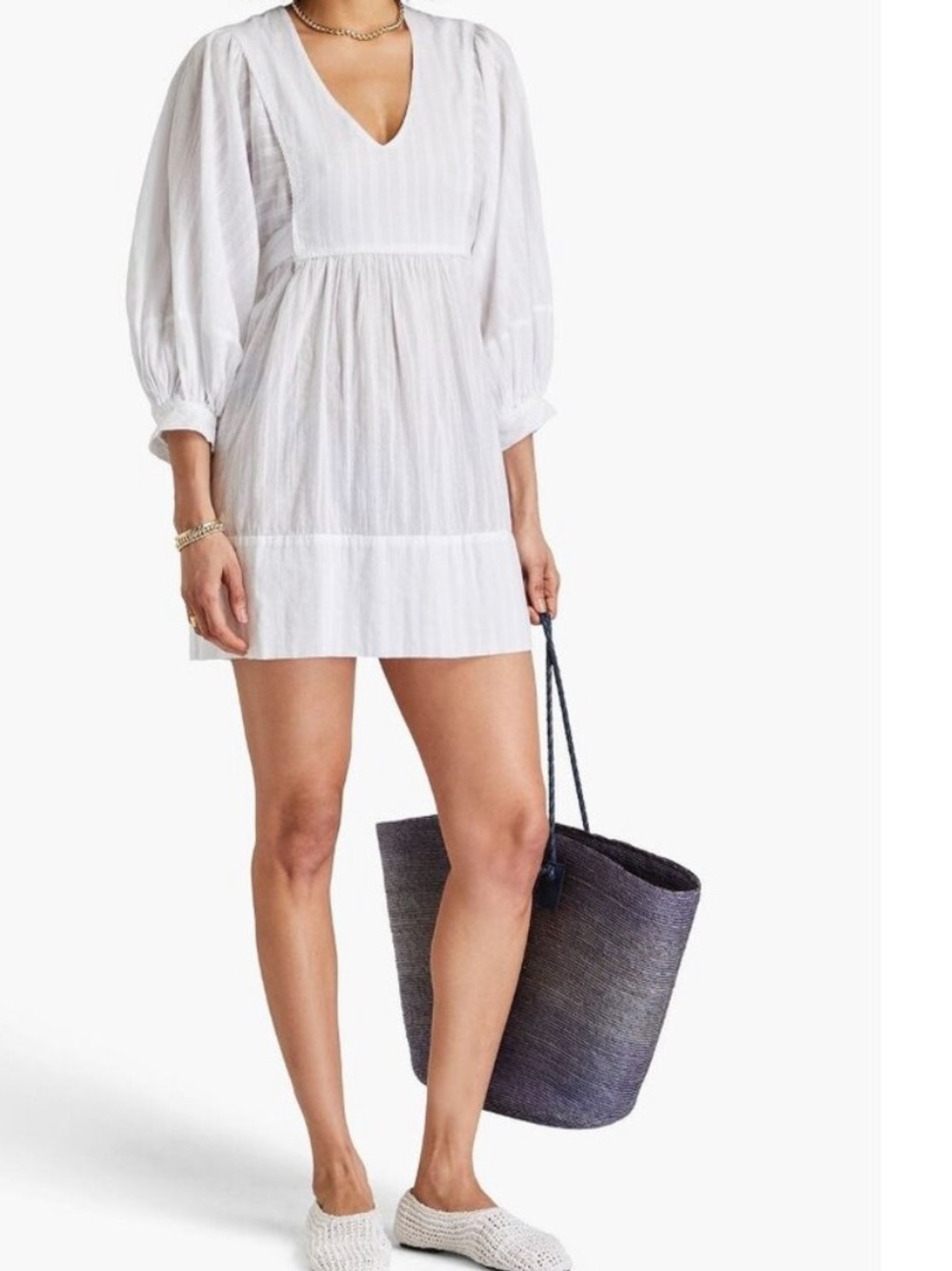 Melissa odabash Camilla embroidered cotton-mousseline mini dress